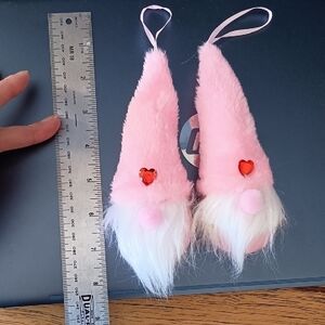 Pink Plush Gnome Ornaments